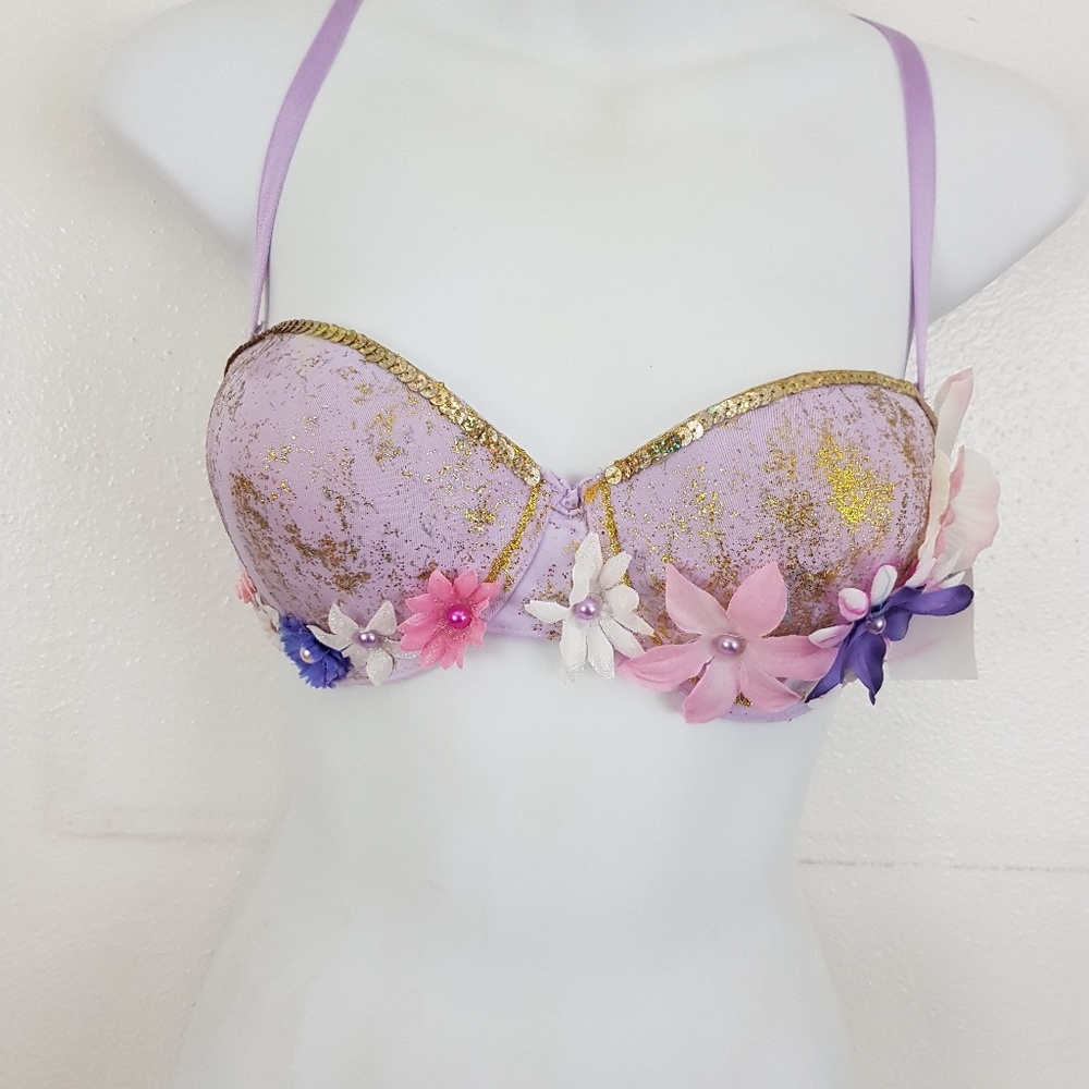 Deb Sheer lilac Purple Bra Floral Detail 36C